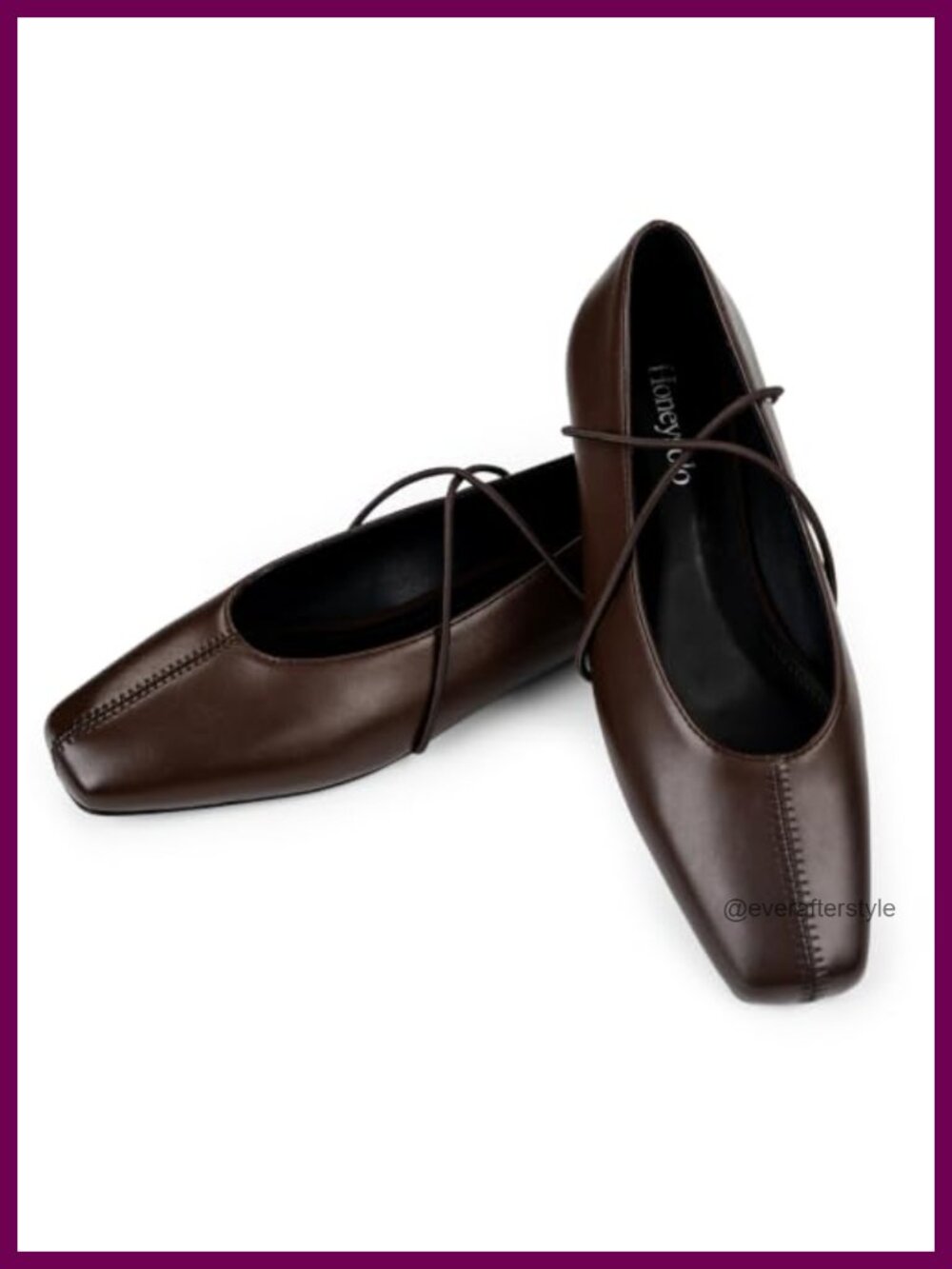 Square Toe Ballet Flats Crisscross Strap Mary Jane Faux Leather